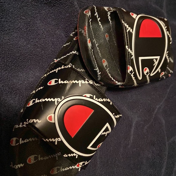 CHAMPION Men's Black IPO Slides Repeat Warped Logos Sandals size US 8 - Picture 3 of 3